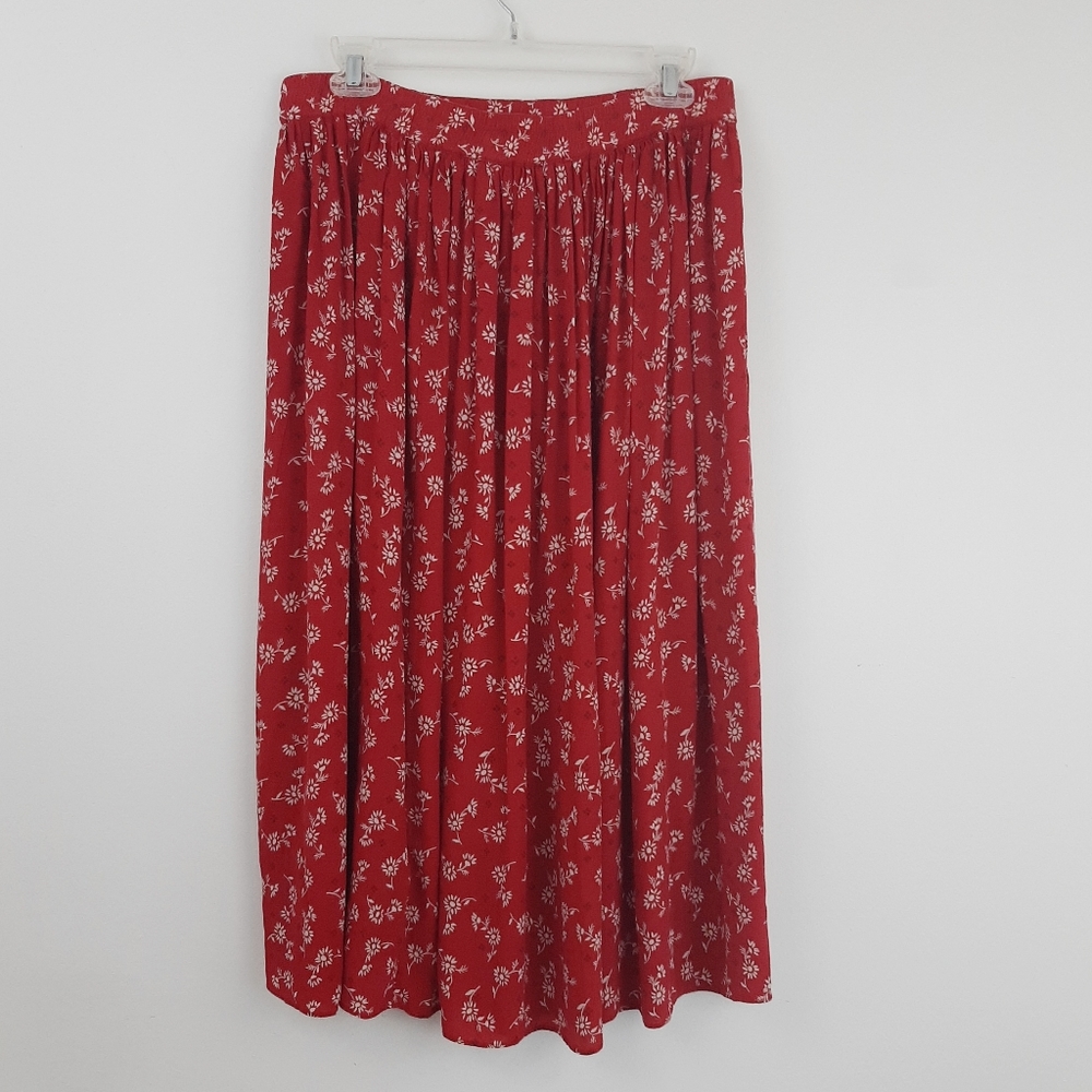 Talbots pleated floral midi skirt